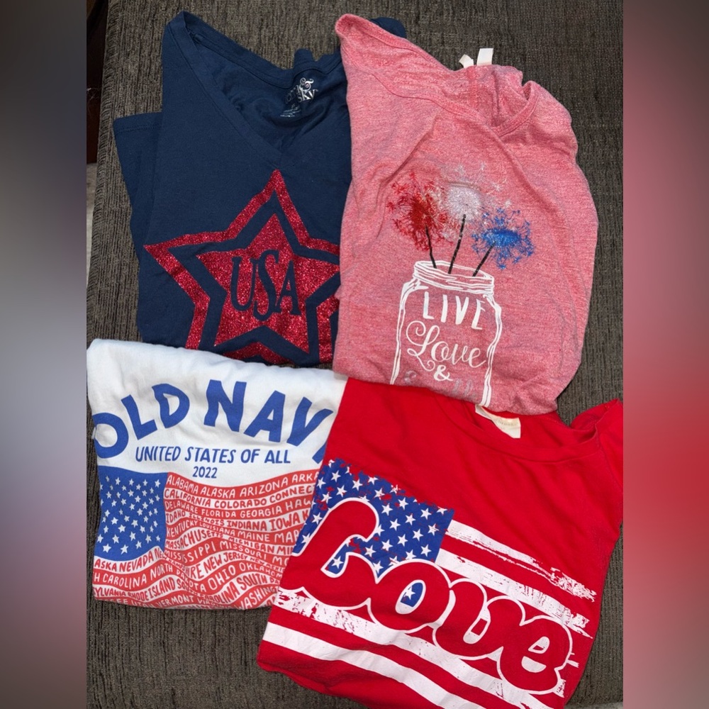 Bundle of Women's Short Sleeve Tees - Red, Blue, White